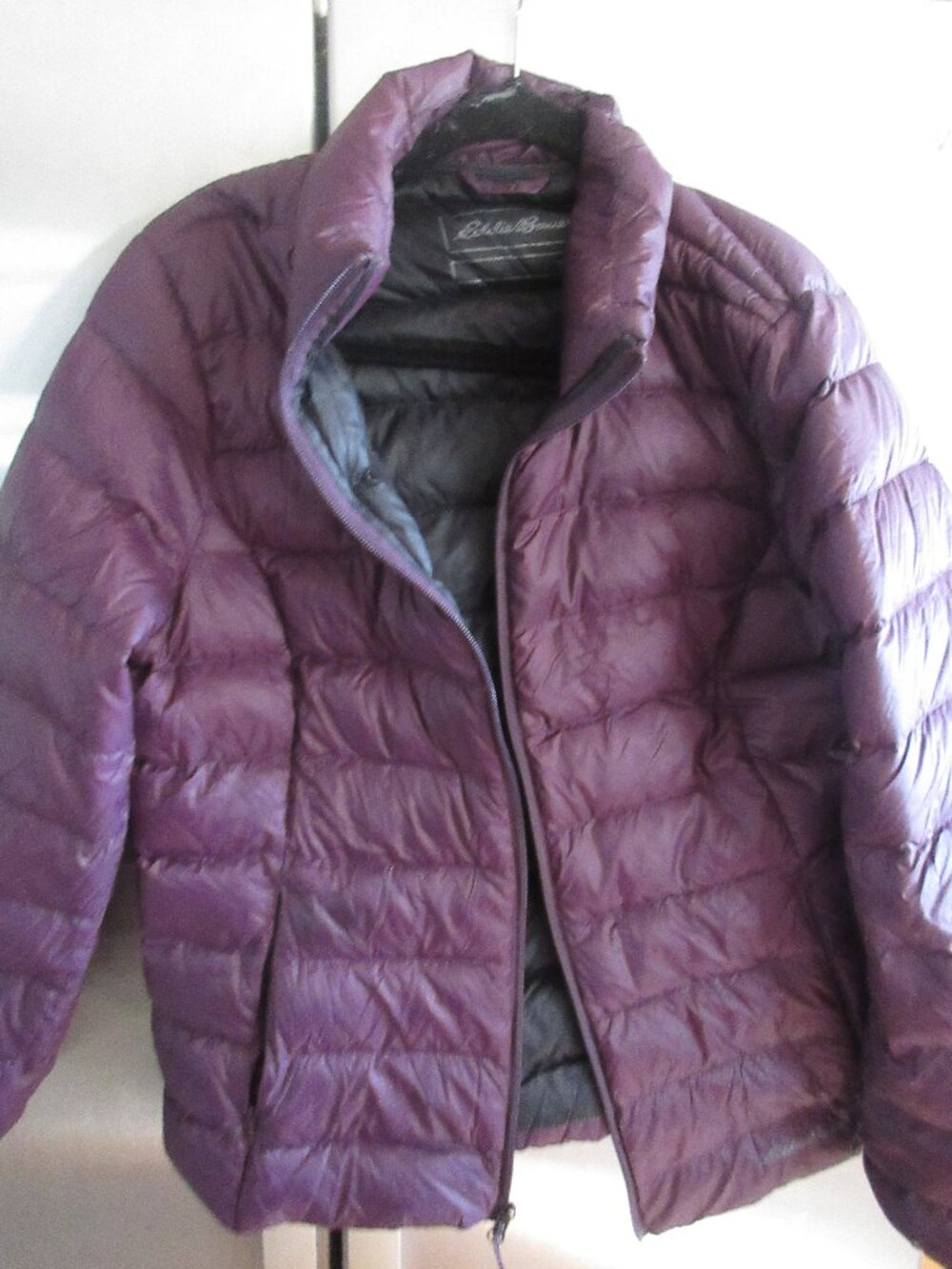 eddie bauer ladies packable down coat puffer L plum purple